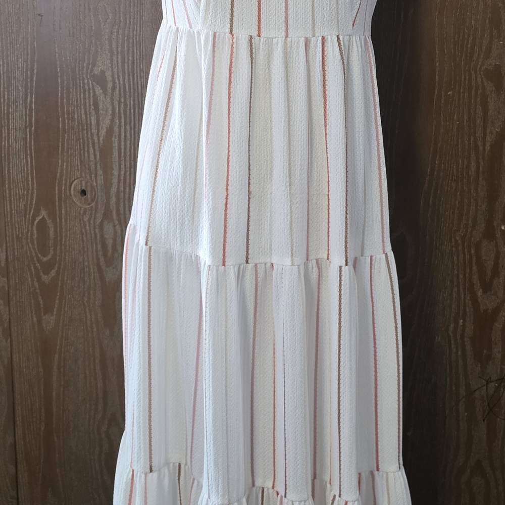 Melonie Sleeveless White and Pink Maxi Size 10 Dress